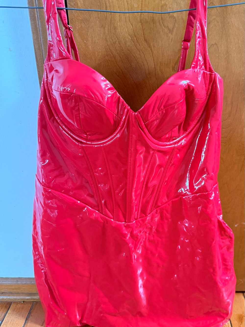 Oh Polly Red Patent Bustier Corset Mini Dress - Picture 4 of 7